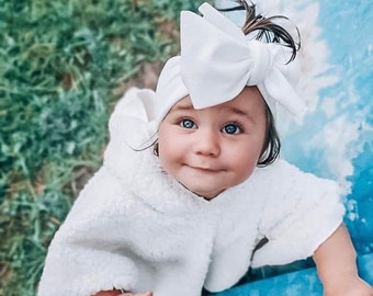 White Baby Bows, Baby Headwrap, Girl Head Wrap Bow*