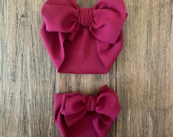 Marsala Burgundy Big Bow Headband, Baby Girl Head Wrap, Newborn Bows