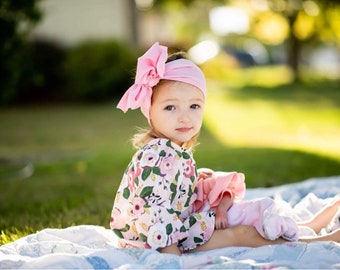 Pink Bow Headband Baby, Newborn Girl Bows Headwrap, Bubble Gum Head Wrap