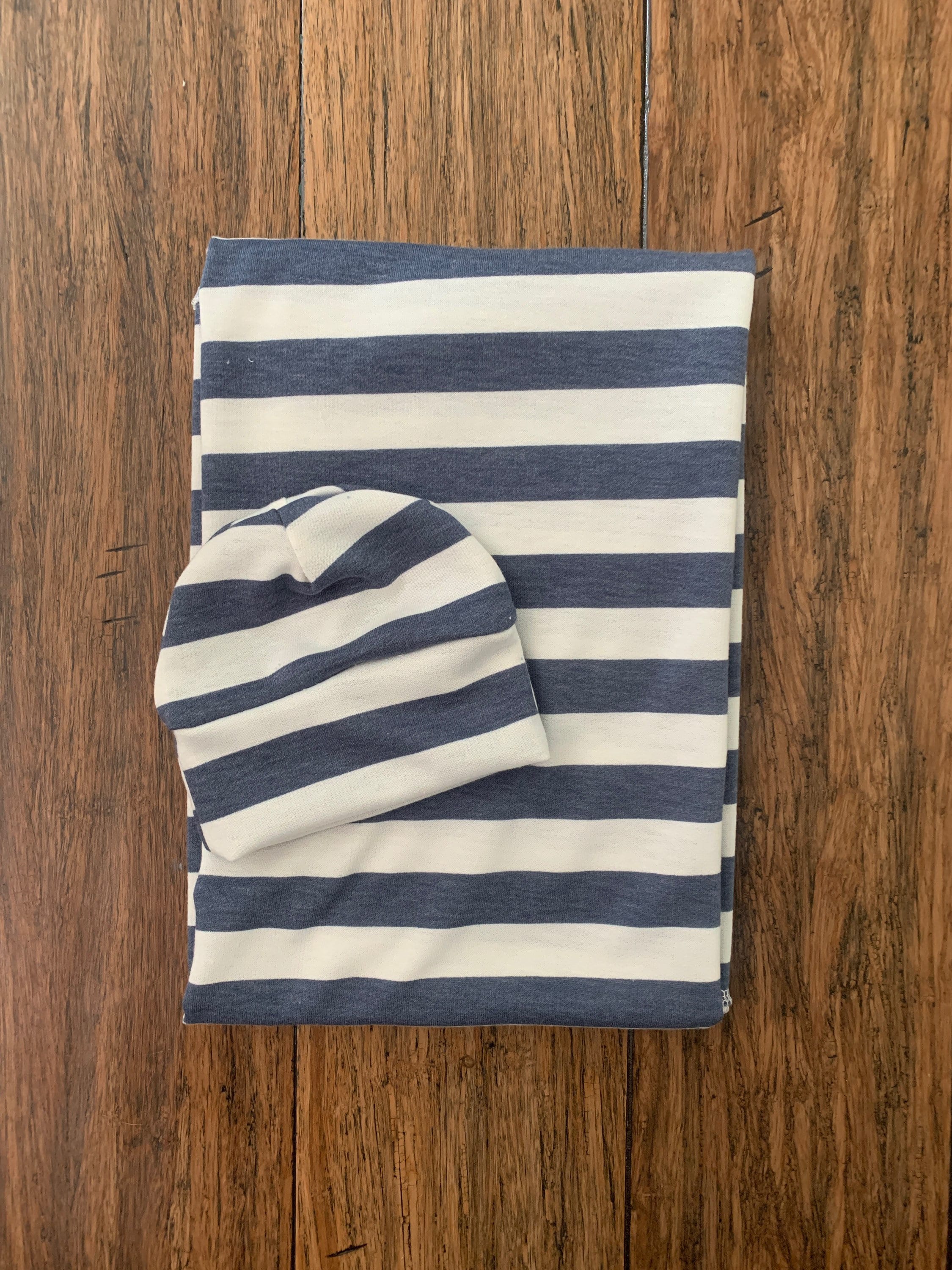 Swaddle Set Newborn Boy Denim Stripe Baby Boy Swaddle Set Etsy