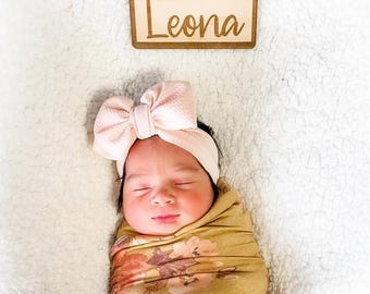 Pale Rose Bow Headband, Baby Girl Head Wrap, Newborn Bows