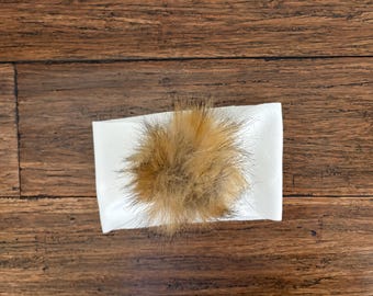 Faux Fur Pom Headband: Ivory & Brown, Hand Made