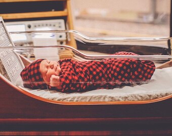Newborn Boy Swaddle Set, Red Buffalo Plaid Swaddle Set, Baby Boy Swaddles
