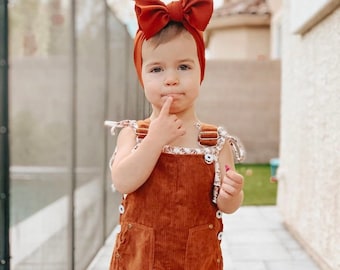 Burnt Orange Baby Bow Headwrap, Girl Bows Headband