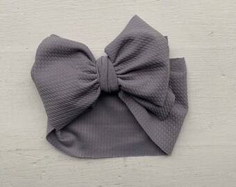 Newborn Girl Lavender Gray Bow Headband, Head Wrap, Baby Girl Bows