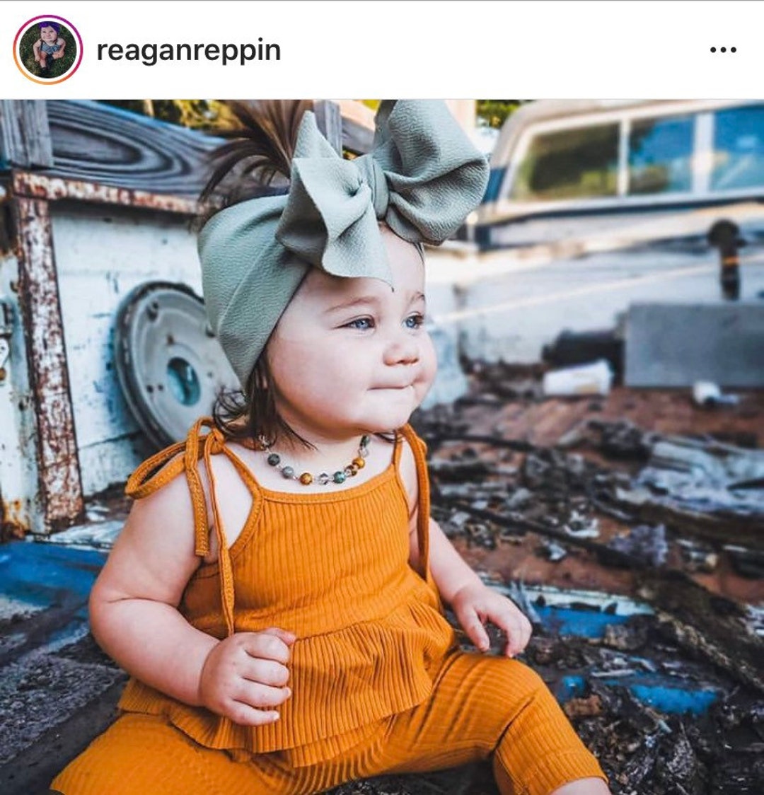 Headwrap Bow New Sage Baby Girl Bows Head Wrap Etsy UK
