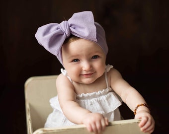 Baby Girl Bows Lavender Big Bow Headband, Newborn Infant Toddler*