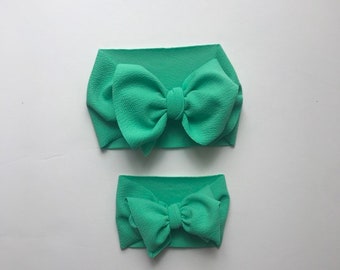 Baby Girl Bows, Mint Green Headband, Newborn Bow