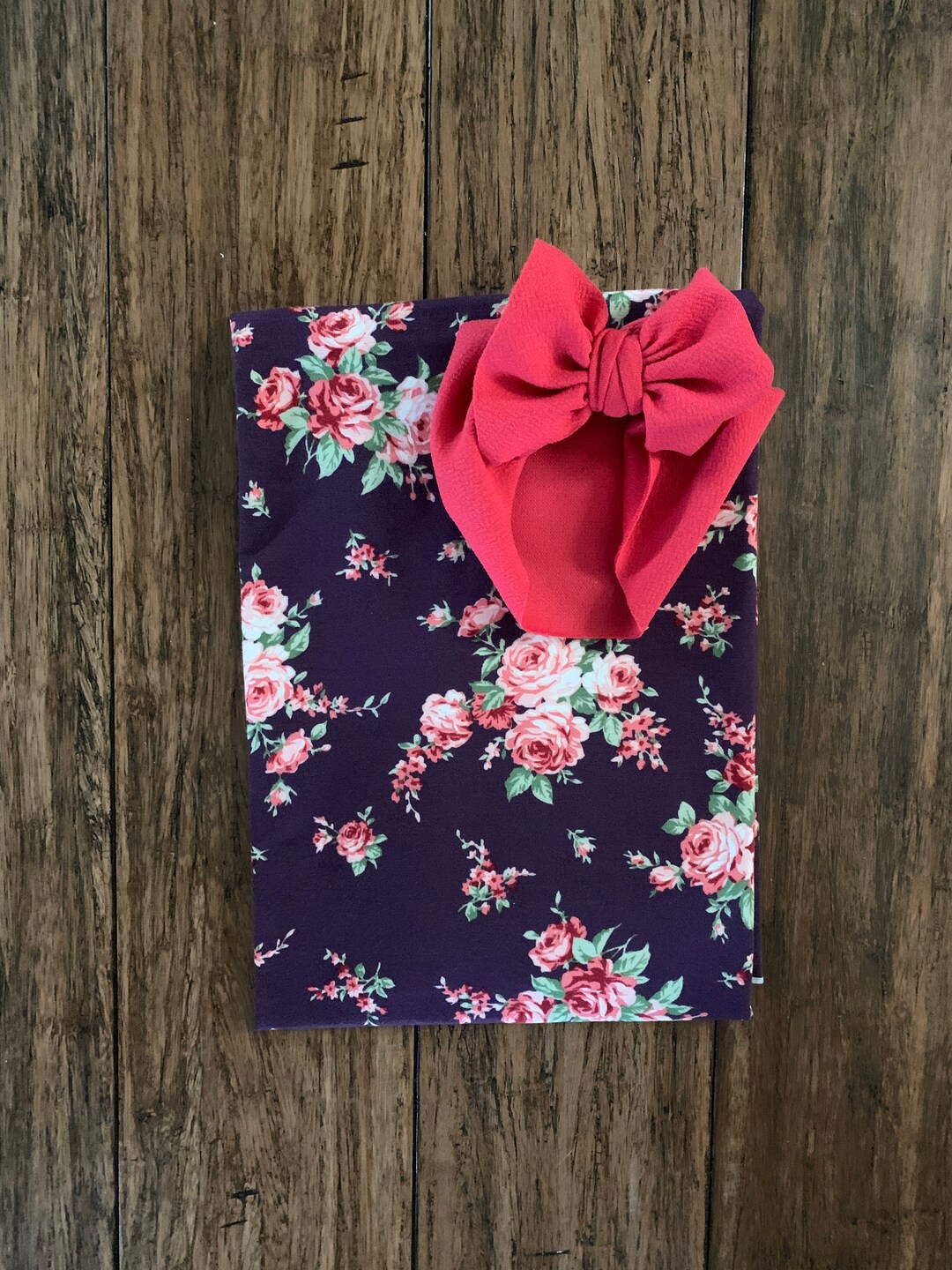 Baby Girl Swaddle Set Plum Floral and Fuchsia Bow Headband Etsy
