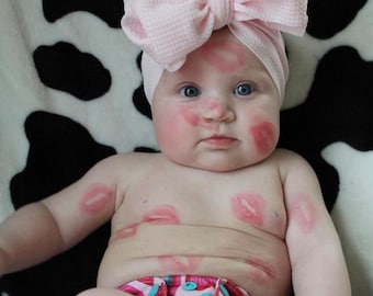 Pastel Pink Bow Headband, Baby Girl Head Wrap, Big Bows