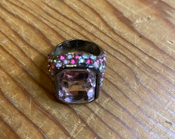Pink rhinestone ring