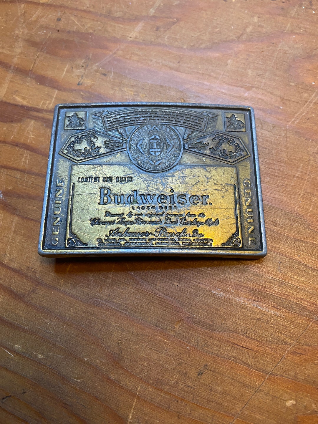 Belt Buckle Brass Budweiser King of Beers Cowboy Western Wear Belt Beer