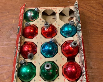 Vintage Coby Glass Christmas Ornaments - Set of 10 - Holiday Tree Decor
