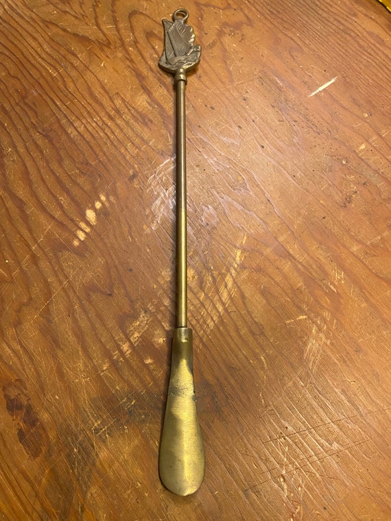 Long Brass Shoe Horn with Ship on one end - image 2