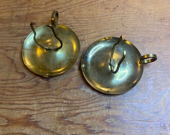 Pair of Brass Candle/Hurricane Lamp Holders