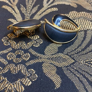 Trifari Black and Goldtone Earrings