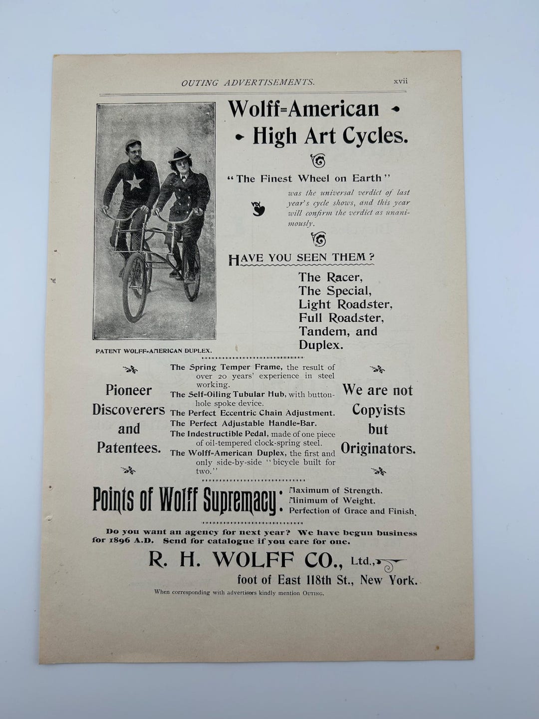 1896 Wolff American Cycle Ad - Etsy