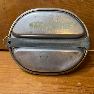 Aluminum Mess Kit from World War 2 with Fork and Spoon