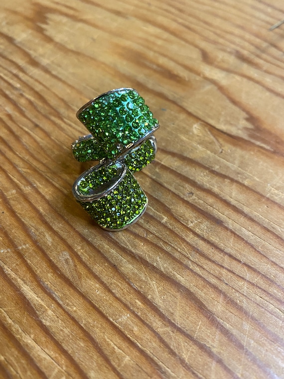 Emerald Green Rhinestone stretch  ring - image 1