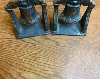 Heavy metal Liberty Bell bookends