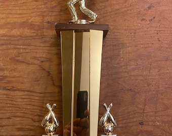 Vintage 1966-67 Sportsmanship Trophy Bowling League Award Man Cave Decor Sports Collectible