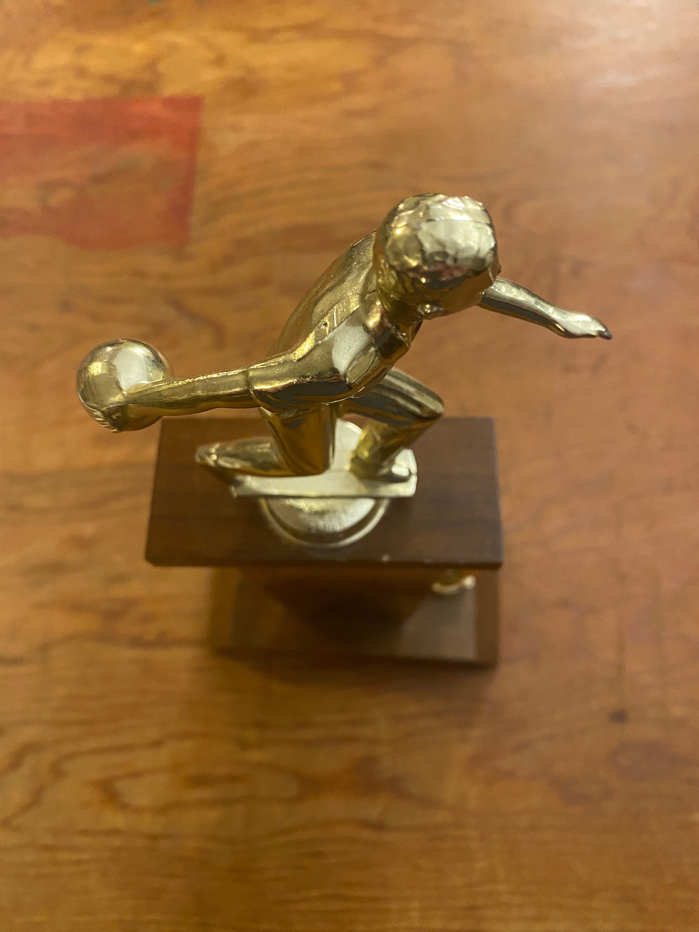 VTG Creepy Bowling Trophy Plaque (LOOKS LIKE SHAYE SAINT JOHN) Oddball  Weird