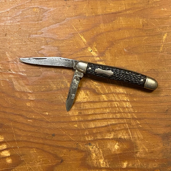 2 bladed Faux black antler Colonial knife