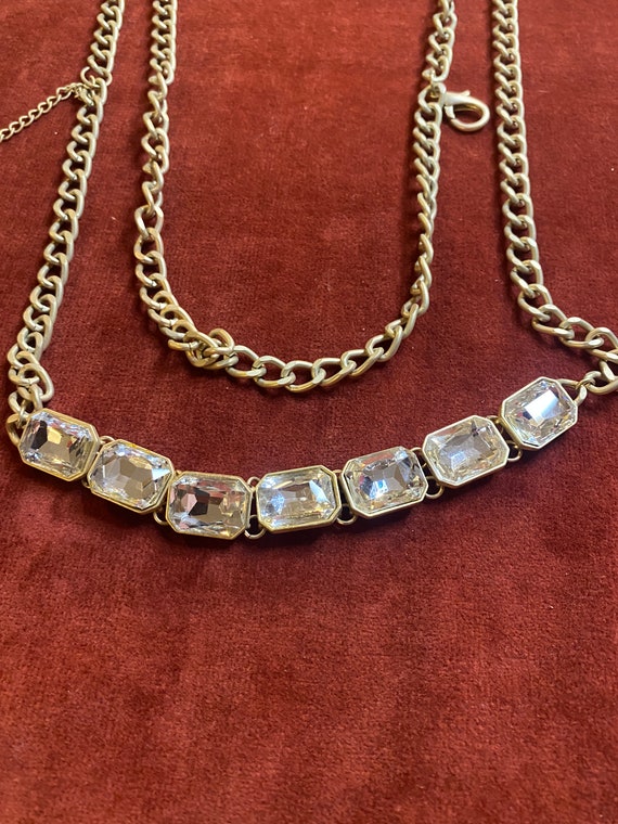 Heavy VCLM Gold Chain with large clear rhinestones