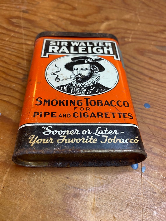 Sir Walter Raleigh Tobacco Can With Flip Top