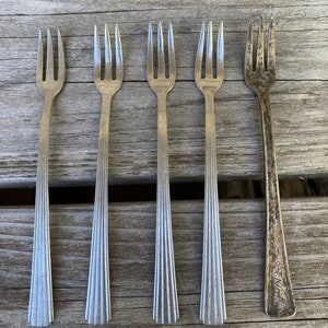 Assorted Lot of Five Three Tine Seafood Forks