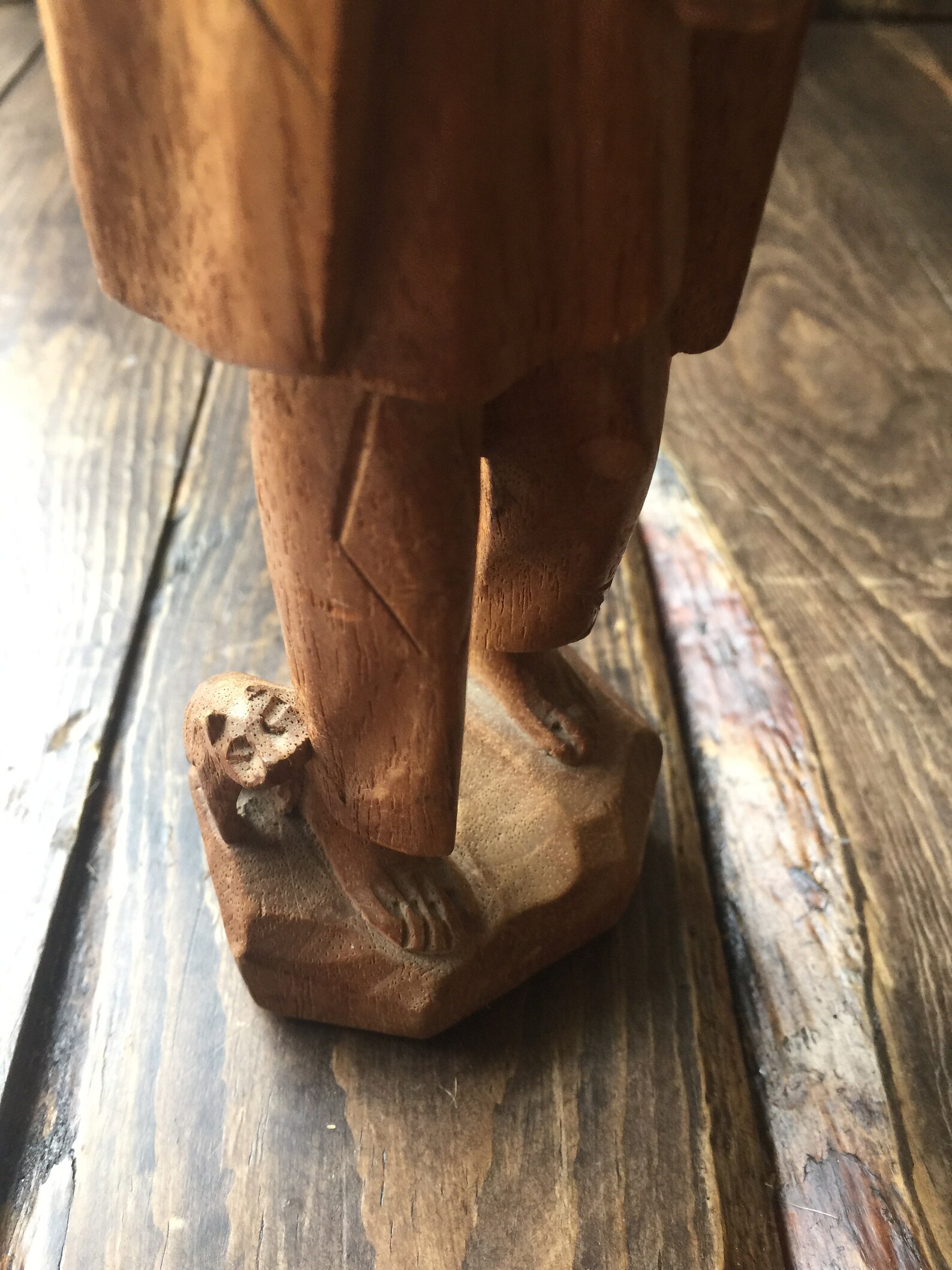 Wooden Carved Statue of Man and Dog Etsy