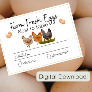 Farm Fresh Eggs Label | Nest to Table Chicken Egg Carton Tag (Digital Download)