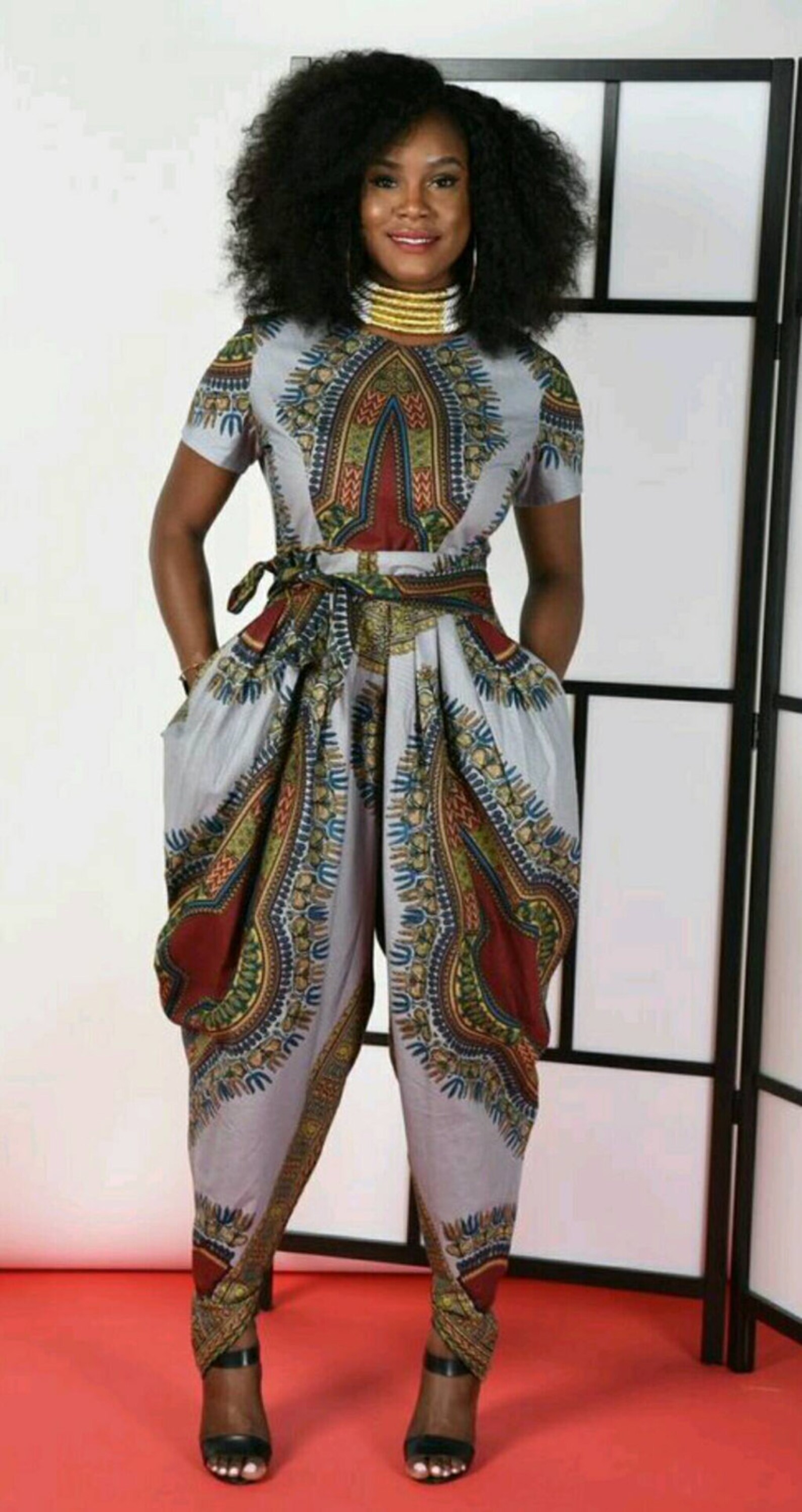Jem Dashiki Grey Harem Jumpsuit African print clothing Etsy