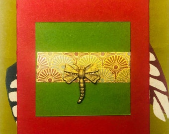 Golden Dragonfly Post it Note Holder