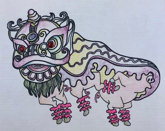 Year of the Pig~ Original~ Giclee 12" X 12" 60.00 or Framed and matted~80.00