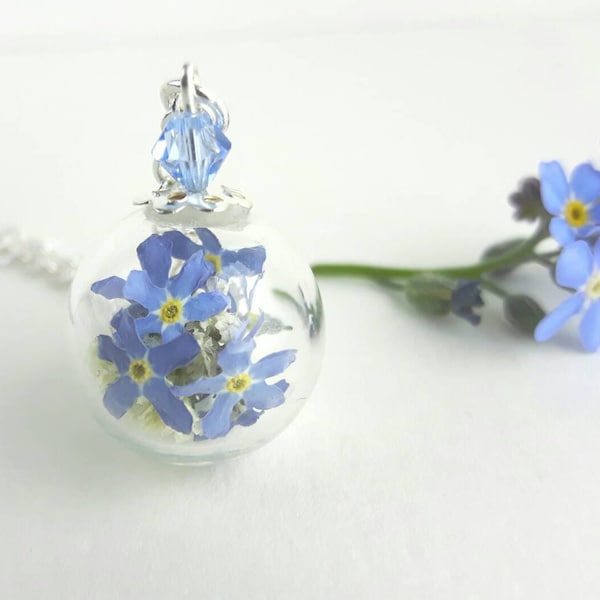 Forget Me Not Necklace, Forget Me Not Jewelry, Remembrance Gift, Real Flower Jewelry, Something Blue, Gift for Women