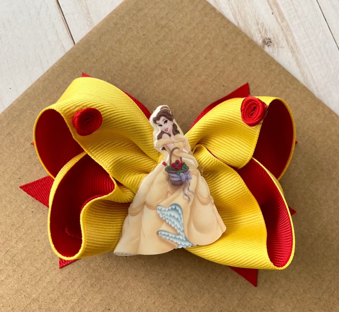Princess Hair Bow, Belle Inspired Hair Bow, Birthday Bow. - Etsy