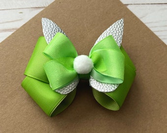 Tinker Bell Inspired Hair Bow, Birthday Bow.