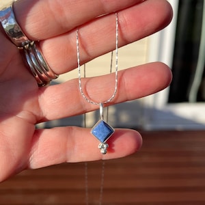Sterling Silver Dumortierite Pendant With Chain