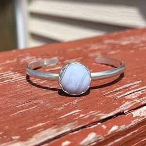 Sterling Silver Blue Lace Agate Cuff Bracelet