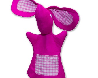 Bunny Rabbit Hand Puppets for Children - Bright Pink