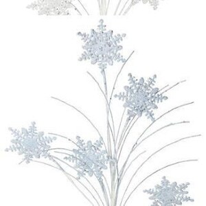 3 (29"L) Glitter Snowflake Spray, Christmas Floral Stem, Wreath Enhancement, Floral Arranging, 6344, BB