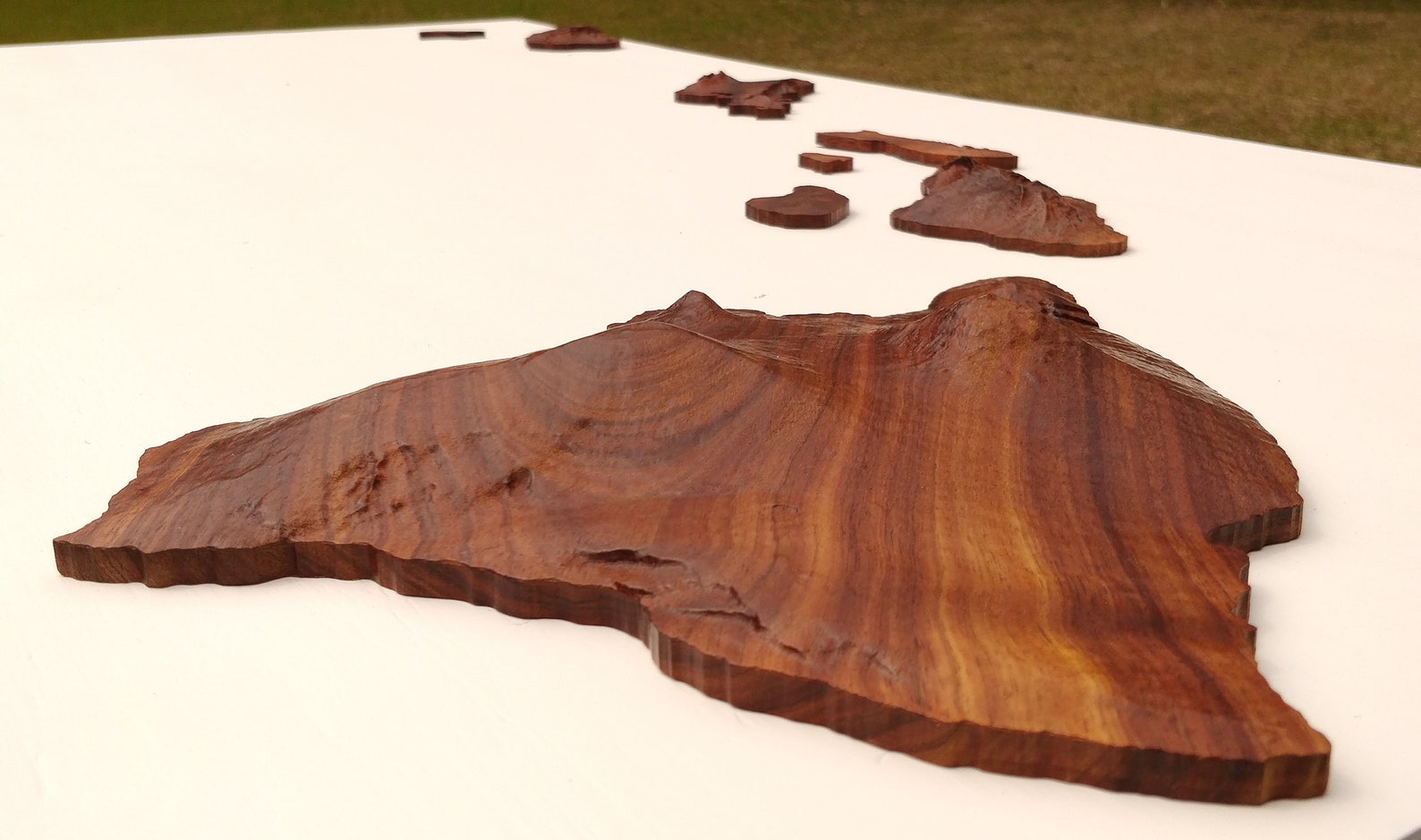 Koa Wood Hawaiian Island Chain Wall Art. Relief Map of Hawaii Etsy