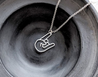 Rock and Roll Hand Sign Necklace, hand charm, Rock Devils Horns Jewelry, unique necklace, Hand Sign Charm, music charm, rocker, personalised