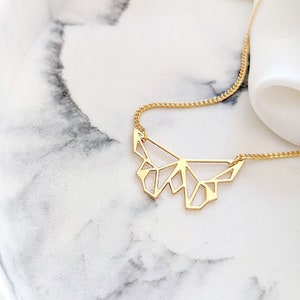 Butterfly Necklace Origami, Gold Geometric Butterfly charm necklace, Animals Necklace, Geometric Necklace, Insect jewelry, initial necklace