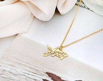 Fish necklaces, gold origami fish charm, origami necklace, geometric fish pendant, geometric necklace, nautical jewelry, sea life necklace