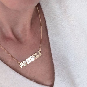 Collar Hashtag Myself, colgante hashtag, collar de amor propio, collar minimalista, collar inicial, regalo para ella, collar inspirador