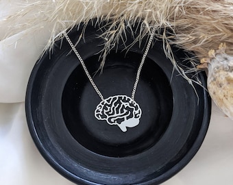 Brain Necklace silver, Anatomical Jewelry, Medical Jewellery, Zombie Necklace, Anatomy Necklace, Minimalist Biology necklace thoughtful gift