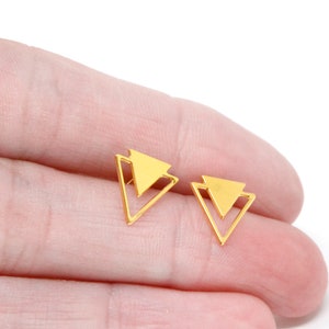 Triangle Twain Earrings, Triangle stud Earrings, Geometric Earrings, Gold Earrings, Geometric Jewelry, Minimalist Jewelry, Triangle Post