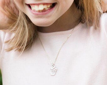 Cupcake Necklace, Cupcake Charm, Personalised necklace, Sweet tiny cupcake, ice cream pendant, ice cream necklace, girls children necklace